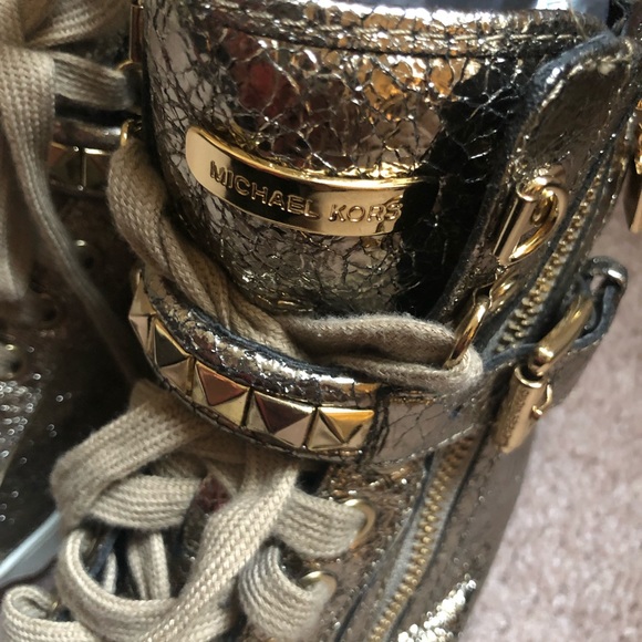Michael Kors Metallic Hi-Top Sneakers Sz 7.5 - Picture 4 of 6